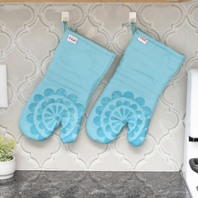 T-Fal Waffle Silicone Oven Mitt (Set of 2), Blue