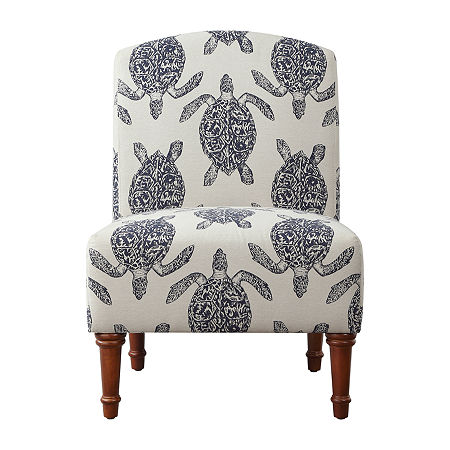 Roussell Slipper Chair In Sea Turtle Print, One Size, Brown