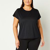 Xersion Womens Crew Neck Short Sleeve T-Shirt Plus, 5x, Black