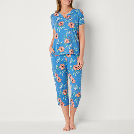  Liz Claiborne Womens Short Sleeve 2-pc. Pant Pajama Set