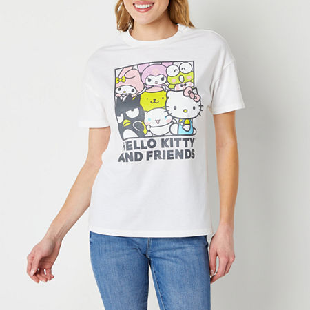  Juniors Boyfriend Womens Crew Neck Short Sleeve Hello Kitty Graphic T-Shirt