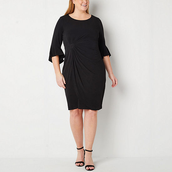 Connected Apparel Plus 3/4 Bell Sleeve Sheath Dress - JCPenney