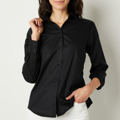 Liz Claiborne Wrinkle Free Womens Long Sleeve Regular Fit Button-Down Shirt