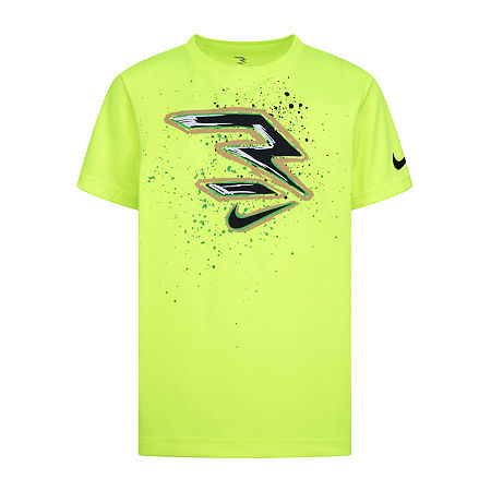 Nike 3BRAND by Russell Wilson Big Boys Dri-Fit Crew Neck Short Sleeve Graphic T-Shirt, Medium, Yellow