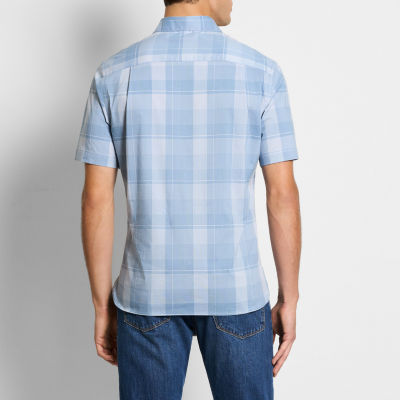 Van Heusen Slim Mens Fit Short Sleeve Plaid Button-Down Shirt