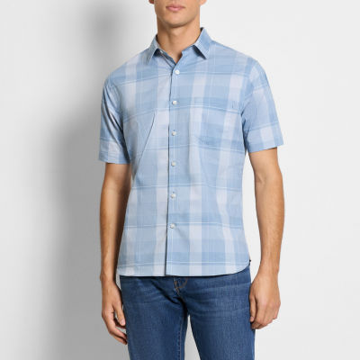 Van Heusen Slim Mens Fit Short Sleeve Plaid Button-Down Shirt