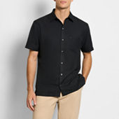 Stafford Mens Short Sleeve Travel Easy-Care Broadcloth Stretch Big and Tall  Dress Shirt, Color: Black - JCPenney