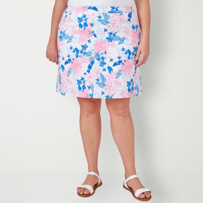 Hearts Of Palm Womens Mid Rise SkortPlus, Color Medium Blue Multi