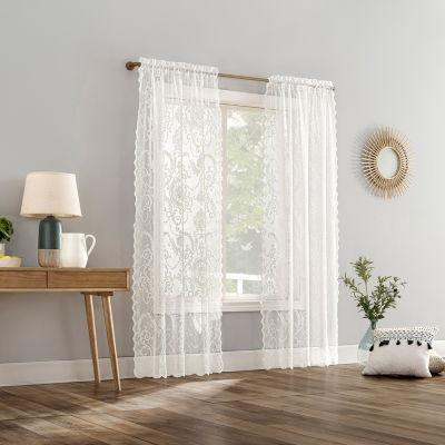 No 918 Nina Lace Sheer Rod Pocket Set of 2 Curtain Panel