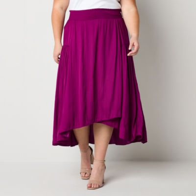Worthington Womens Mid Rise High Low A-Line Skirt-Plus