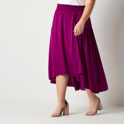 Worthington Womens Mid Rise High Low A-Line Skirt-Plus