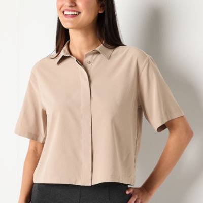 Stylus Womens Short Sleeve Camp Shirt