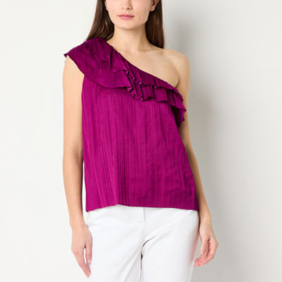 Worthington Womens Sleeveless Satin Blouse