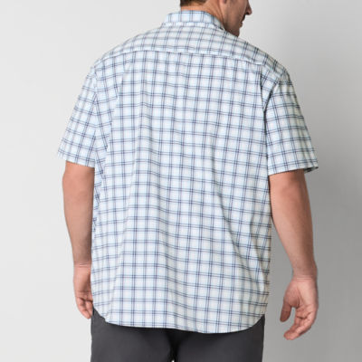 St. John's Bay Big and Tall Performance Mens Classic Fit Short Sleeve Plaid Button-Down Shirt