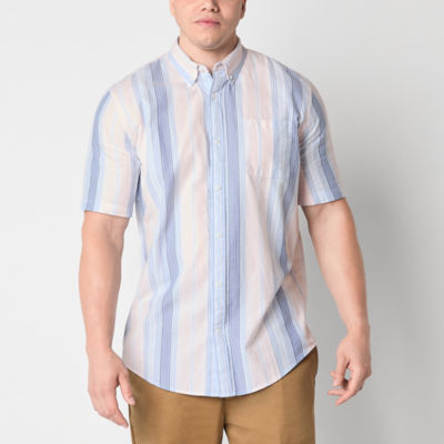 St. John's Bay Performance Oxford Big and Tall Mens Classic Fit Short Sleeve Button-Down Shirt
