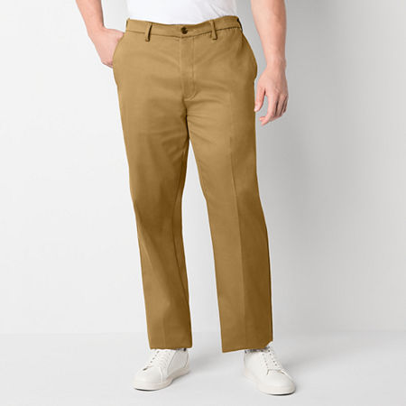 St. John's Bay Universal Easy Care Extender Mens Big and Tall Relaxed Fit Flat Front Pant, 38 36, Brown
