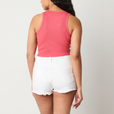 Arizona Womens Juniors Crew Neck Sleeveless Tank Top