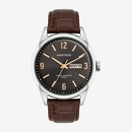 Armitron Mens Brown Leather Strap Watch 20 5048bksvbn, One Size