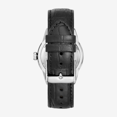 Armitron Mens Black Leather Strap Watch 20 5048wtsvbk