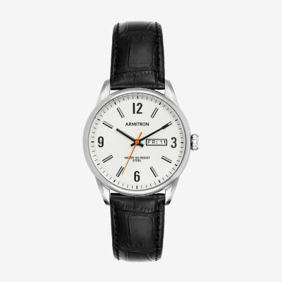 Armitron Mens Black Leather Strap Watch 20 5048wtsvbk