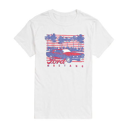Mens Short Sleeve Ford Mustang Graphic T-Shirt, Xx-large, White