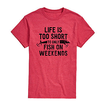 Mens Short Sleeve Fishing Graphic T-Shirt | Red | Regular X-Large | Shirts + Tops Graphic T-shirts