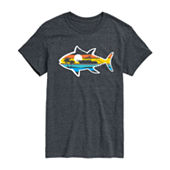 Mens Short Sleeve Fishing Graphic T-Shirt, Color: Heather Blue