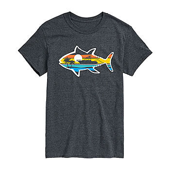 Mens Short Sleeve Fishing Graphic T-Shirt, Color: Heather Charcoal
