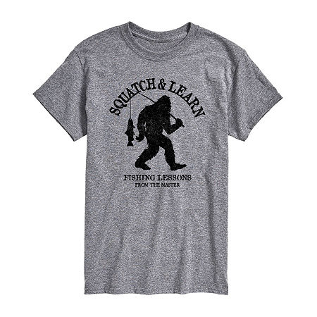 Mens Short Sleeve Fishing Graphic T-Shirt, Large, Gray