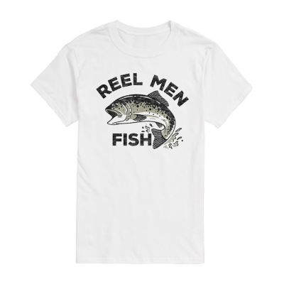 Mens Short Sleeve Reel Men Fish Graphic T-Shirt