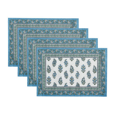 Elrene Home Fashions Tropez Block Print Stain & Water Resistant Indoor/Outdoor 4-pc. Placemat