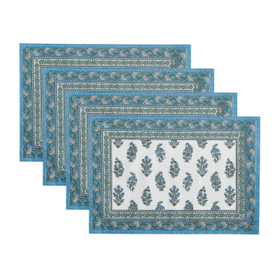 Elrene Home Fashions Tropez Block Print Stain & Water Resistant Indoor/Outdoor 4-pc. Placemats