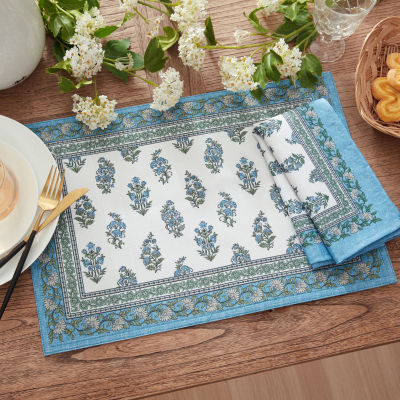 Elrene Home Fashions Tropez Block Print Stain & Water Resistant Indoor/Outdoor 4-pc. Napkins