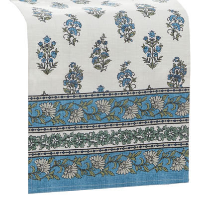 Elrene Home Fashions Tropez Block Print Stain & Water Resistant Indoor/Outdoor Table Runner