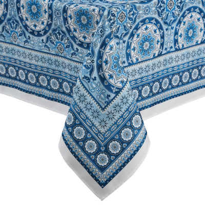 Elrene Home Fashions Vietri Medallion Block Print Stain & Water Resistant Indoor/Outdoor Tablecloth