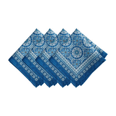 Elrene Home Fashions Vietri Medallion Block Print Stain & Water Resistant Indoor/Outdoor 4-pc. Napkins