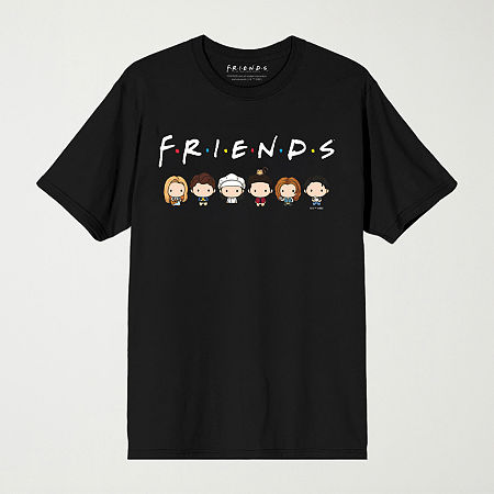 Novelty Mens Crew Neck Short Sleeve Relaxed Fit Friends Graphic T-Shirt, Large, Black