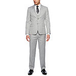JF J.Ferrar Light Gray Tic Weave  Slim Fit Suit Separates