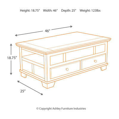 Signature Design by Ashley® Gately 2-Drawer Lift-Top Coffee Table