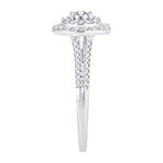 Womens 1/2 CT. T.W. Genuine White Diamond 10K White Gold Round Halo Engagement Ring