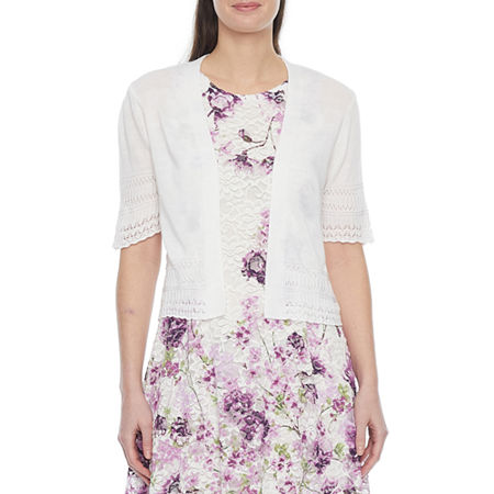 Robbie Bee Womens Short Sleeve Shrug, Small , White