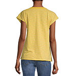 St. John's Bay Womens Henley Neck Short Sleeve Henley Shirt