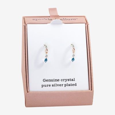 Sparkle Allure Crystal Pure Silver Over Brass Hoop Earrings