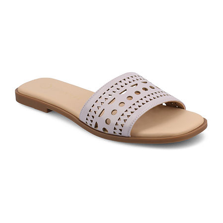 Journee Collection Womens Brodie Flat Sandals, 11 Medium, Purple