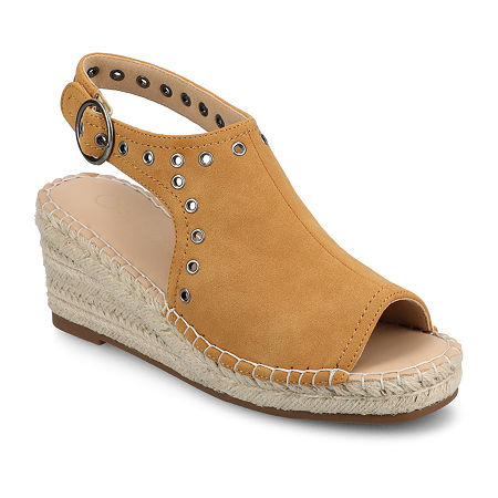 Journee Collection Womens Crisie Wedge Sandals, 6 Medium, Brown