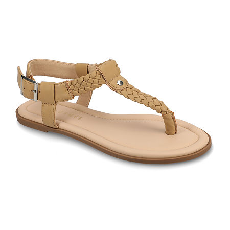 Journee Collection Womens Genevive Flat Sandals, 12 Medium, Brown