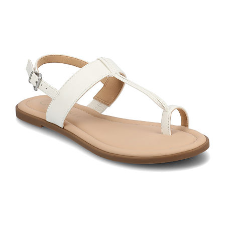 Journee Collection Womens Gerra Flat Sandals, 10 Medium, White