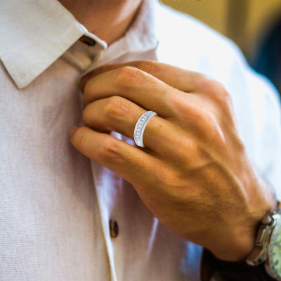 I Said Yes (H-I / I1) Mens 1/4 CT. T.W. Lab Grown White Diamond 14K Two Tone Gold Over Silver Wedding Band