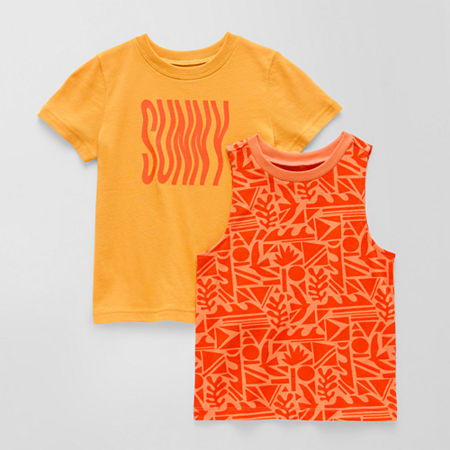 Okie Dokie Toddler & Little Boys 2-pc. Crew Neck Sleeveless Graphic T-Shirt, 2t, Orange