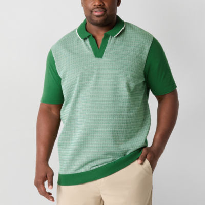 Shaquille O'Neal XLG Jacquard Big and Tall Mens Regular Fit Short Sleeve Polo Shirt